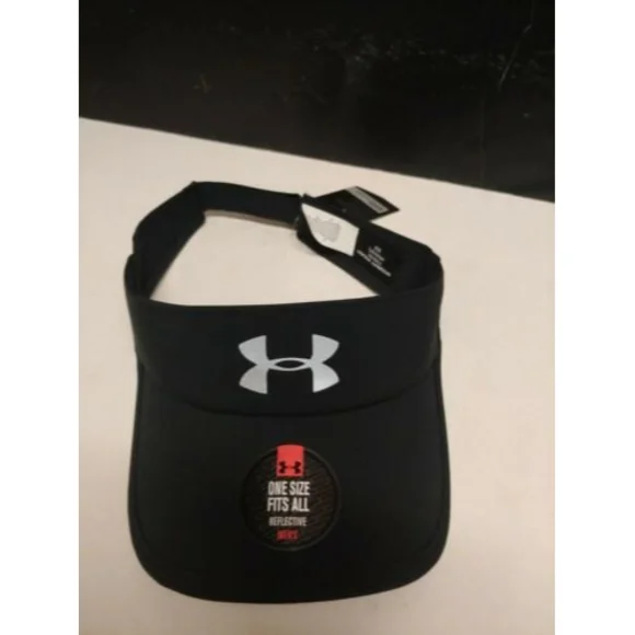 Under Armour Reflective Logo Adjustable Visor Gray Black Under Armour Womens Blitzing Visor, (001) Black / / White  main image 3